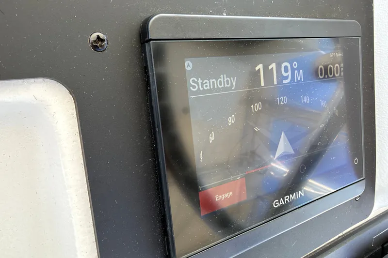 Slide: The Image of Garmin navigation system on a 2000 Luhrs 40 Convertible boat. - 30