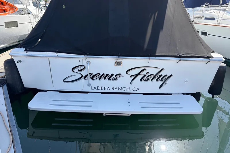 Slide: The Image of Luhrs 40 Convertible 2000 boat named "Seems Fishy" docked in Ladera Ranch, CA. - 10