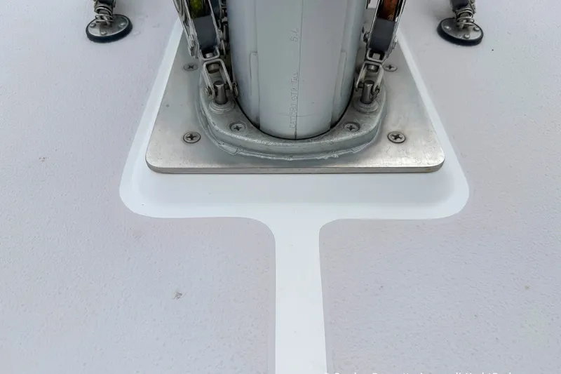 Slide: The Image of Mast base of a 2003 Catalina 380 sailboat with stainless steel fittings. - 16