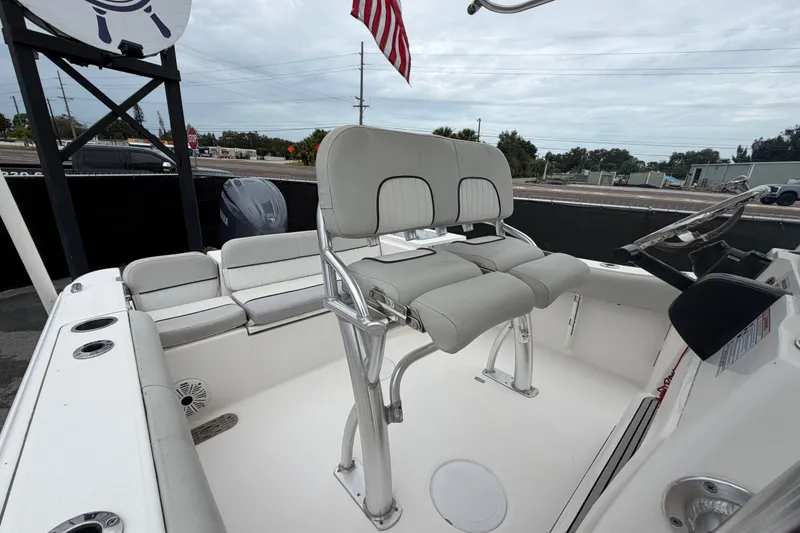 Slide: The Image of 2020 Sea Fox 228 Commander boat interior with seating and steering console. - 57