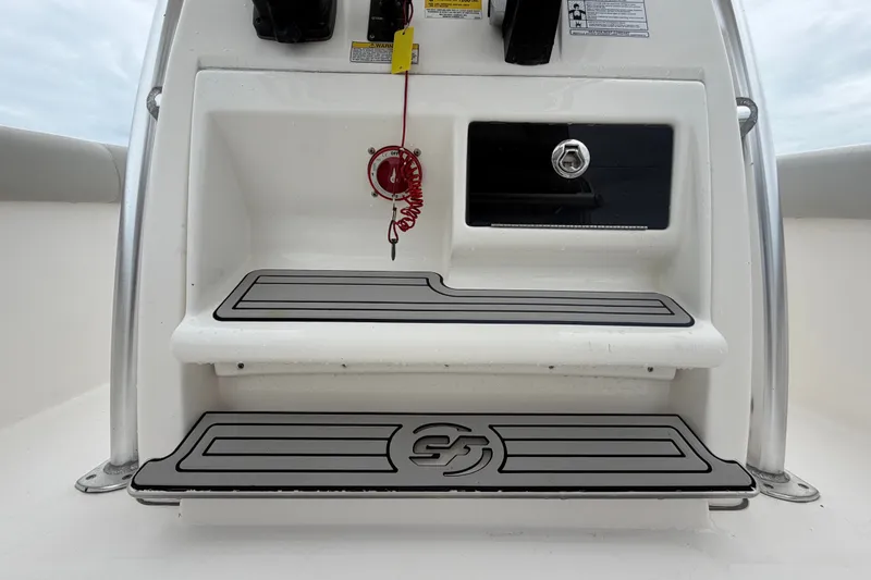 Slide: The Image of 2020 Sea Fox 228 Commander boat console with steps and safety features. - 30