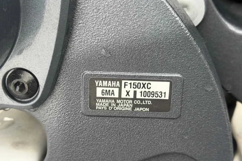 Slide: The Image of Yamaha F150XC engine label on 2020 Sea Fox 228 Commander boat. - 76