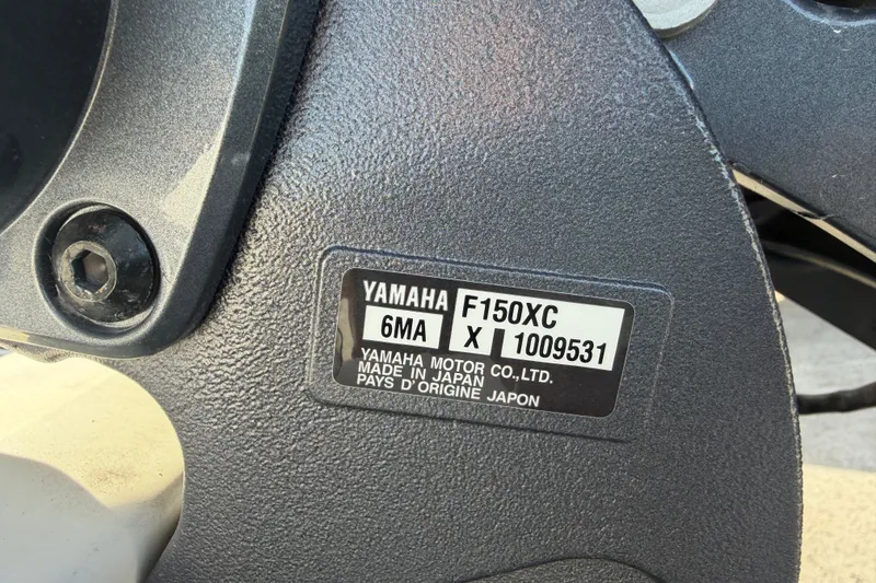 Slide: The Image of Yamaha F150XC engine label on 2020 Sea Fox 228 Commander boat. - 18