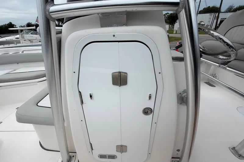 Slide: The Image of 2020 Sea Fox 228 Commander boat console with storage compartment and seating. - 34