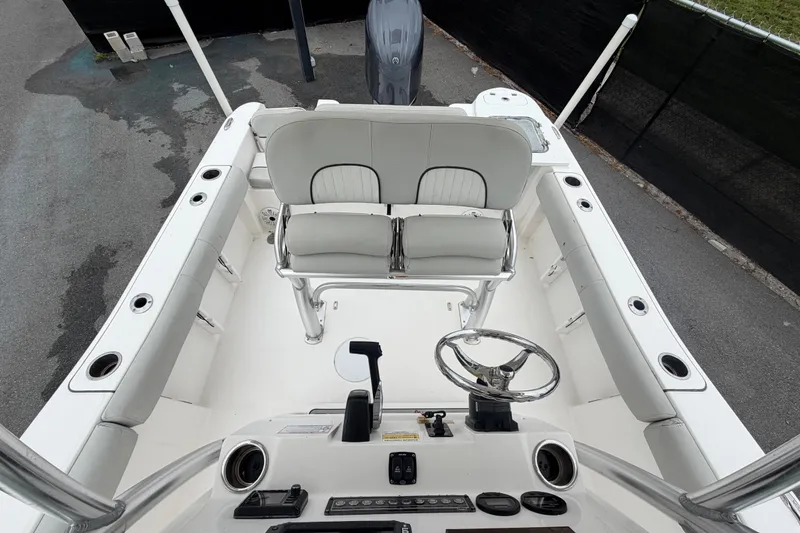 Slide: The Image of 2020 Sea Fox 228 Commander boat interior with helm, seating, and controls. - 56