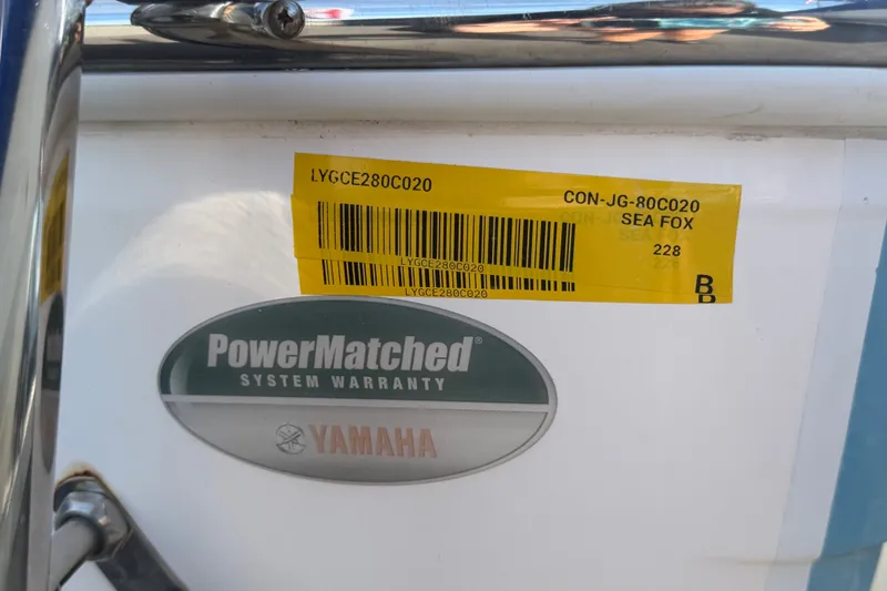 Slide: The Image of 2020 Sea Fox 228 Commander boat with Yamaha PowerMatched system warranty label. - 17