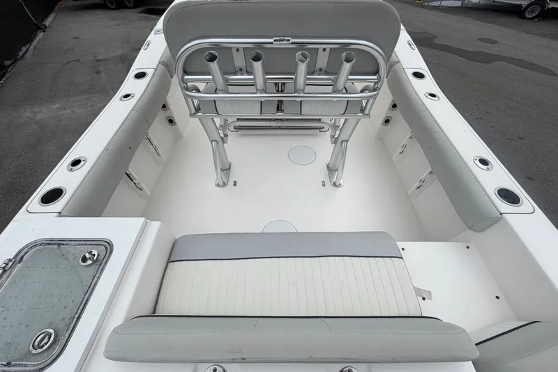 Slide: The Image of 2020 Sea Fox 228 Commander boat interior with seating and rod holders. - 15