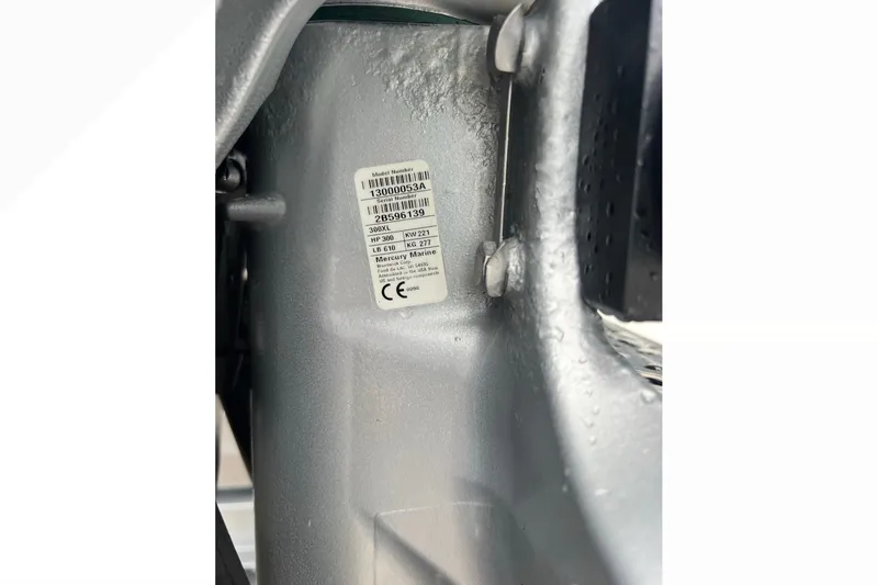 Slide: The Image of Close-up of a Mercury Marine engine label on a 2019 Blackfin 272 CC boat. - 25