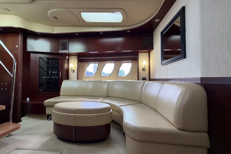 Slide: The Image of Luxurious interior of 2006 Sea Ray 60 Sundancer yacht with leather seating and elegant decor. - 36