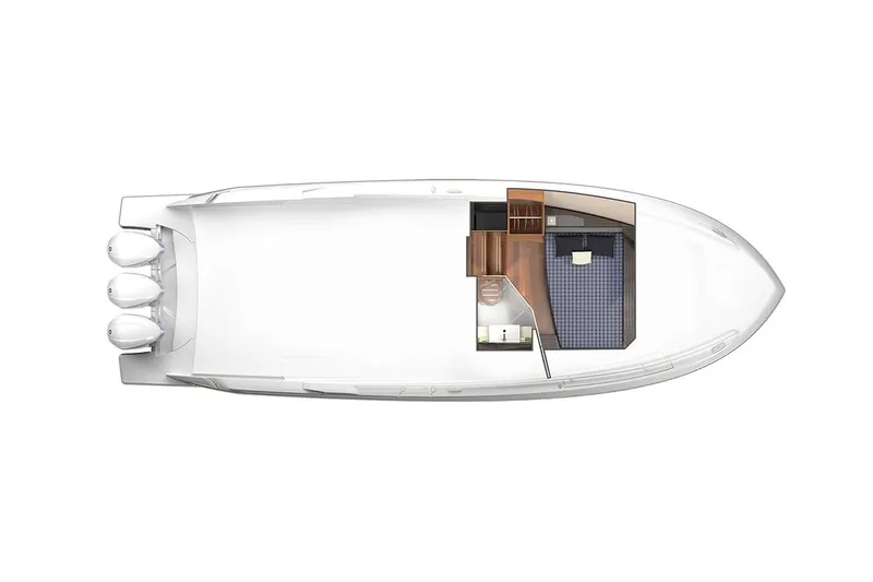 Slide: The Image of Manufacturer Provided Image: Top view of 2022 Tiara Yachts 38 LS layout with triple outboard engines. - 40