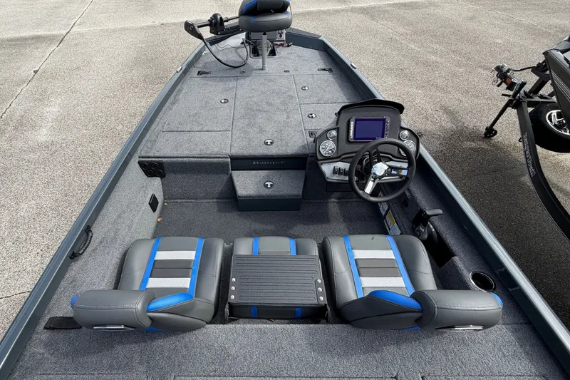 Slide: The Image of 2027 Ranger RT188P fishing boat interior with modern dashboard and seating. - 8