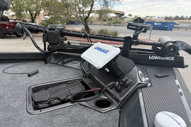 Slide: The Image of 2027 Ranger RT188P boat with Lowrance electronics and trolling motor setup. - 6