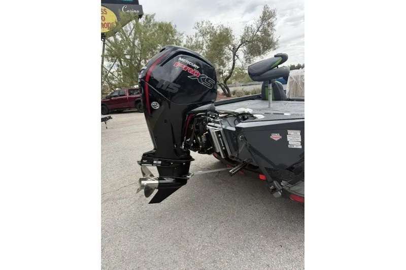 Slide: The Image of 2027 Ranger RT188P boat with Mercury Pro XS outboard motor, parked outdoors. - 5