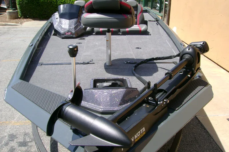 Slide: The Image of 2027 Ranger RT188P fishing boat deck with trolling motor and seating. - 4