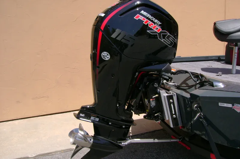 Slide: The Image of 2027 Ranger RT188P boat with Mercury Pro XS outboard motor, side view. - 6