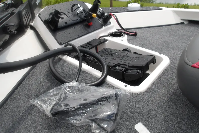 Slide: The Image of Interior view of a 2027 Ranger RT198P boat with equipment and wiring. - 19
