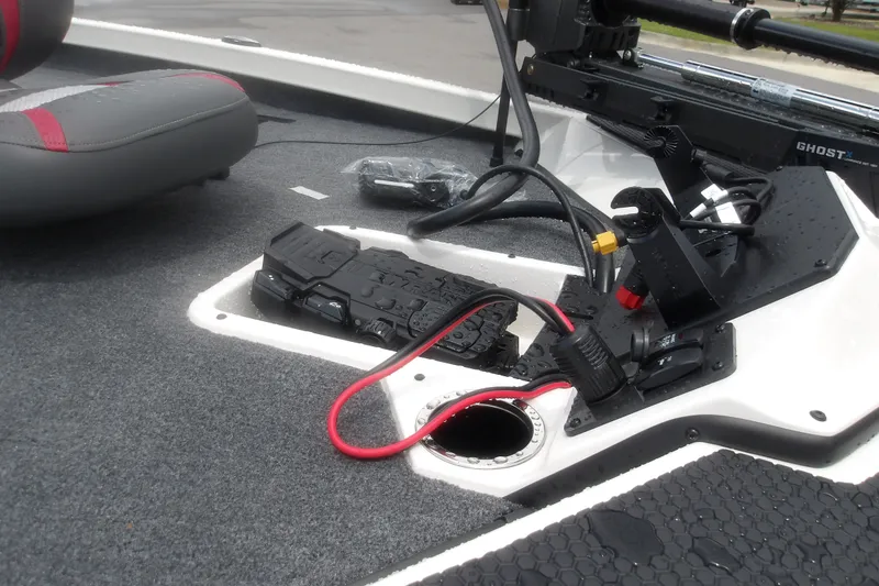Slide: The Image of 2027 Ranger RT198P boat interior with advanced wiring and seating. - 13