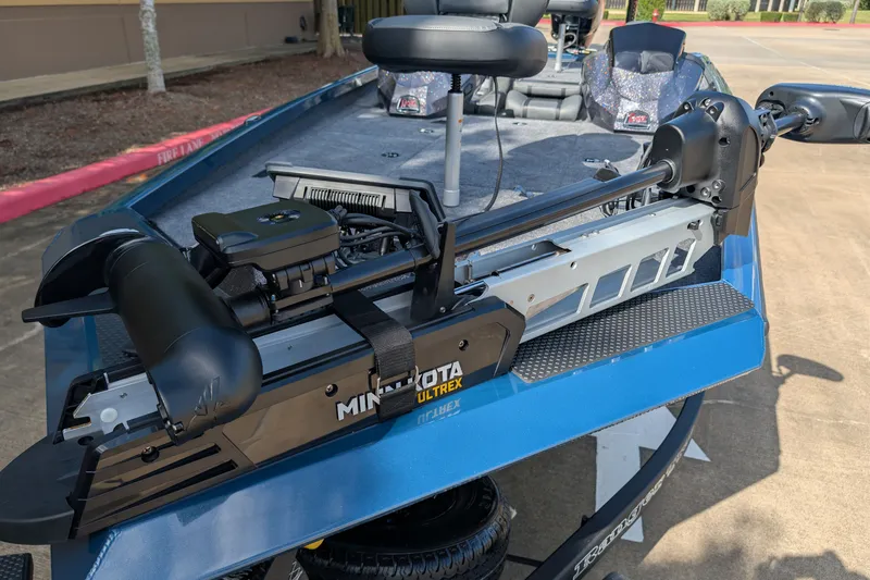 Slide: The Image of 2027 Ranger RT198P boat with Minn Kota Ultrex trolling motor on deck. - 13