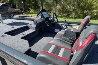 Slide: The Image of 2027 Ranger RT178 boat interior with dual seats and steering console. - 9