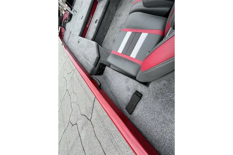 Slide: The Image of Interior of 2027 Ranger RT178 boat with gray and red seating. - 9