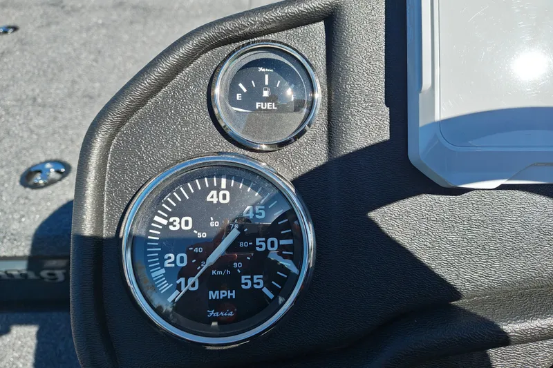 Slide: The Image of Dashboard of 2027 Ranger RT198P boat with speedometer and fuel gauge. - 16