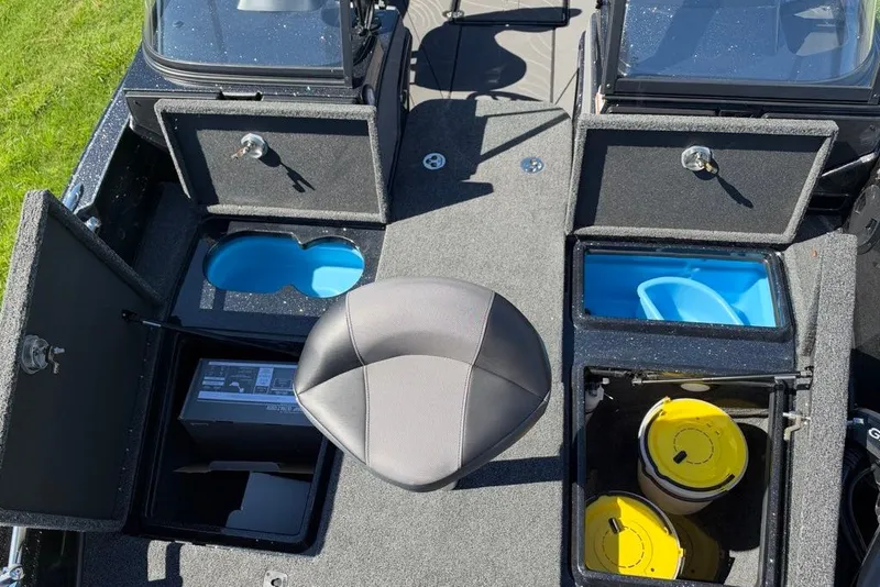 Slide: The Image of Interior view of 2027 Nitro ZV20 Pro boat with storage compartments and seating. - 11