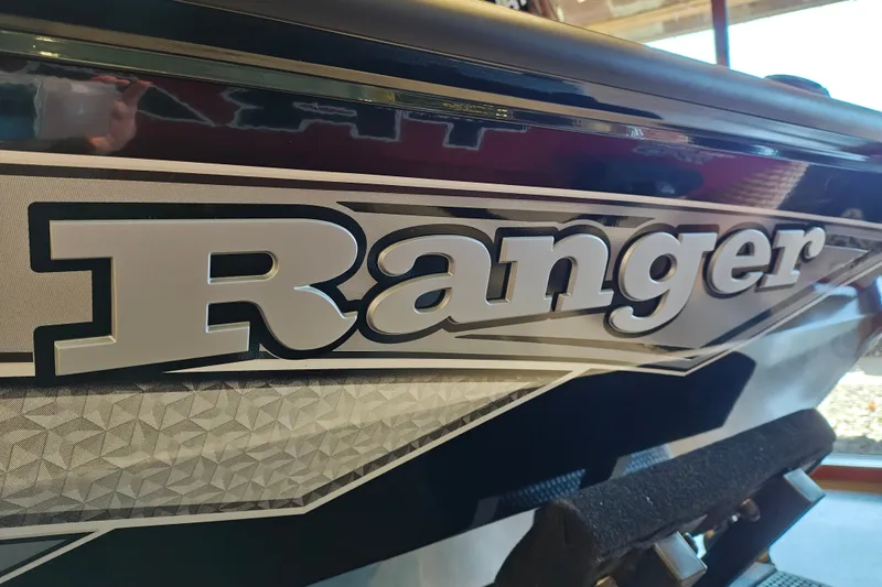 Slide: The Image of 2027 Ranger RT178 boat logo with geometric design on the side panel. - 4