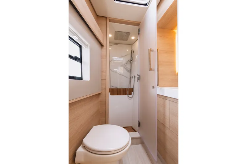Slide: The Image of Modern bathroom in 2026 Aventura 56 Motor Yacht with shower and toilet. - 29