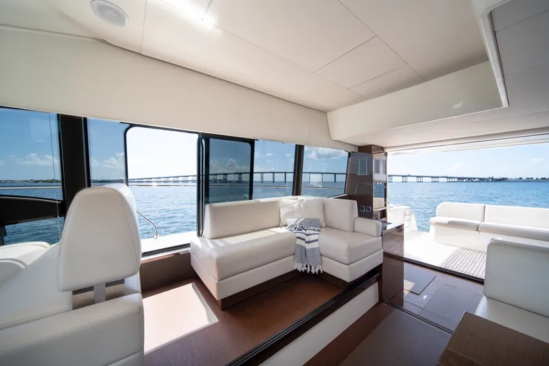 Slide: The Image of Luxurious interior of 2020 Prestige 520 yacht with panoramic ocean views. - 18