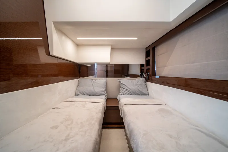 Slide: The Image of Luxurious twin cabin interior of 2020 Prestige 520 yacht with modern design. - 26