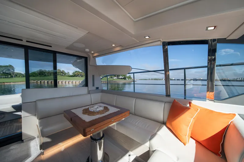 Slide: The Image of Luxurious interior of 2019 Filippetti S55 yacht with scenic water view. - 16