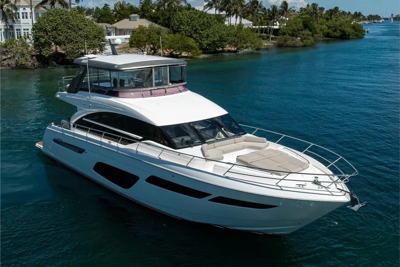 Slide: The Image of Luxurious 2020 Princess F70 yacht cruising on serene blue waters. - 9