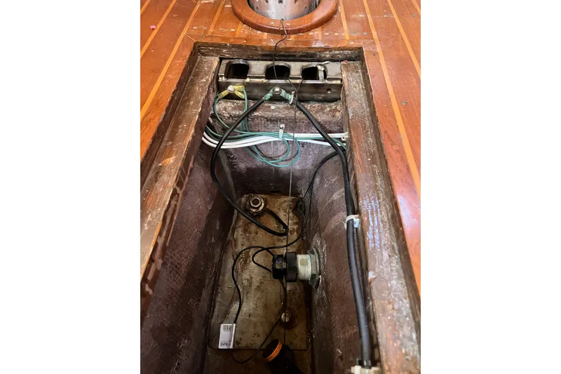 Slide: The Image of Interior view of 1981 Nordic Boats 40, showing wiring and components. - 61