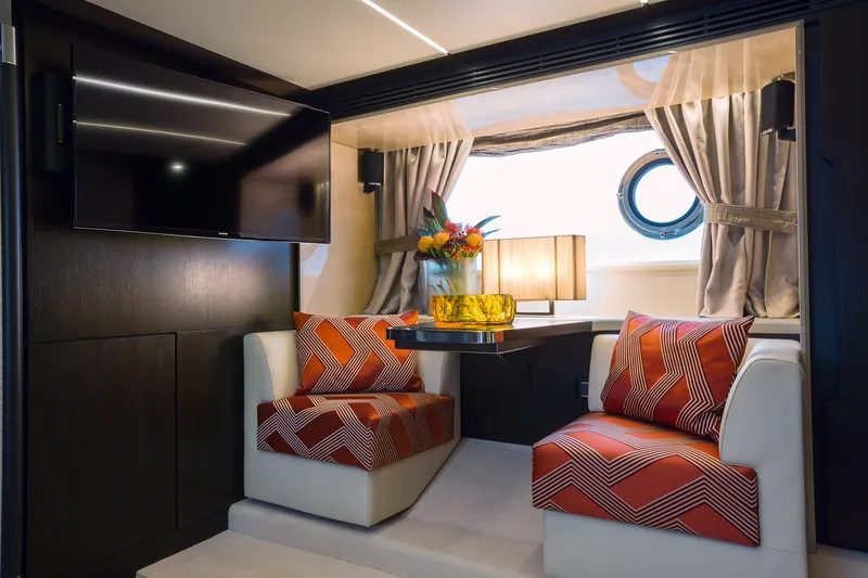 Slide: The Image of Luxurious interior of 2018 Azimut 66 yacht with modern seating and decor. - 11