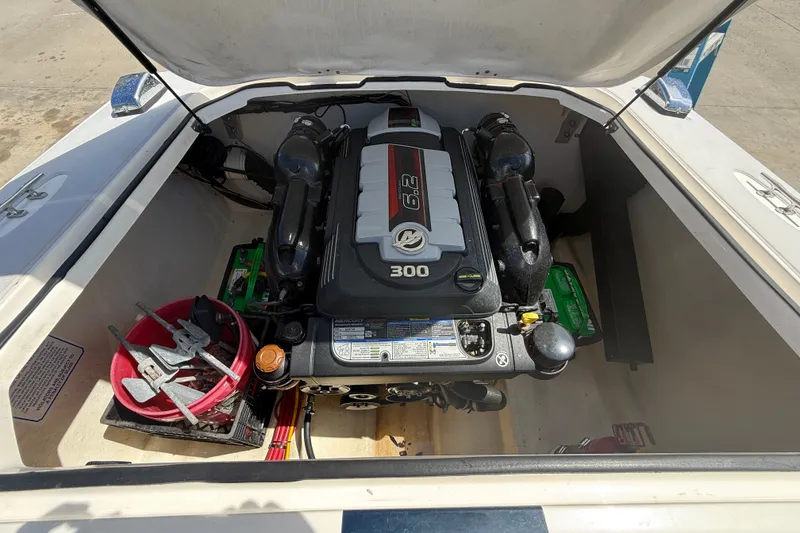 Slide: The Image of Engine compartment of a 2018 Donzi 22 Classic boat with a powerful 6.2L engine. - 15