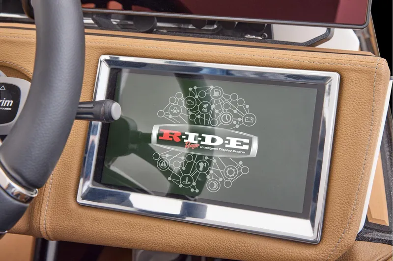 Slide: The Image of Manufacturer Provided Image: Touchscreen display in 2026 Ranger Z521R ULTRA boat, featuring RIDE technology interface. - 45