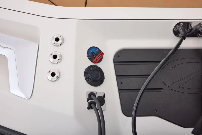 Slide: The Image of Manufacturer Provided Image: 2026 Ranger Z521R ULTRA boat dashboard with control panel and wiring. - 66