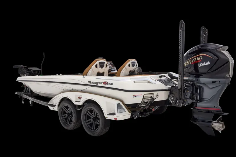 Slide: The Image of Manufacturer Provided Image: 2026 Ranger Z521R ULTRA boat with Yamaha engine, dual seats, and trailer on black background. - 70