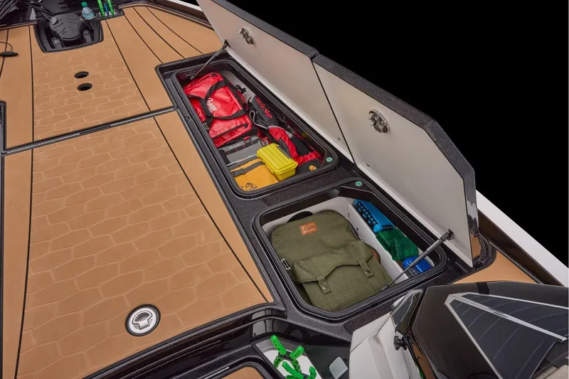 Slide: The Image of Manufacturer Provided Image: 2026 Ranger Z521R ULTRA boat storage compartments with gear and accessories. - 32