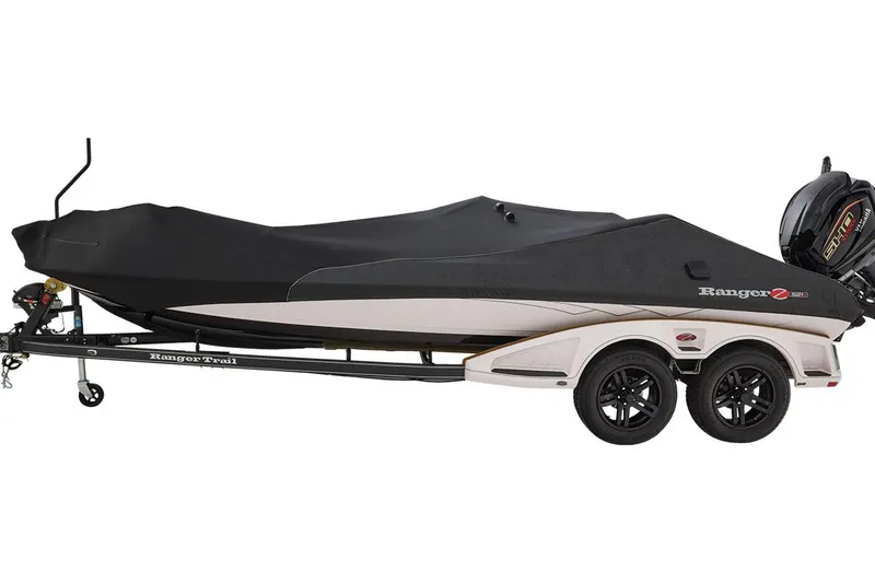 Slide: The Image of Manufacturer Provided Image: 2026 Ranger Z521R ULTRA boat on trailer with cover, featuring dual axles and sleek design. - 14