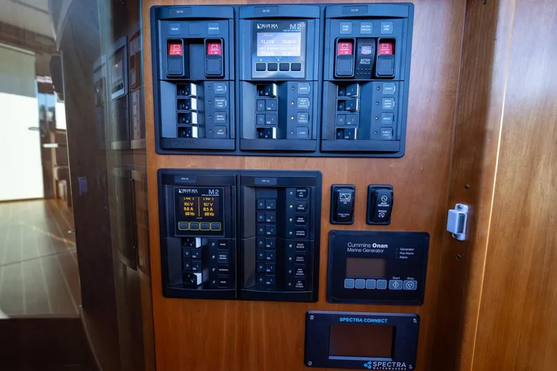 Slide: The Image of Electrical control panel on a 2021 Sabre 45 Salon Express yacht. - 34
