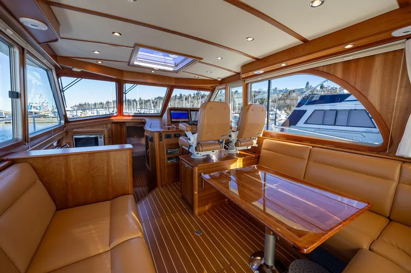 Slide: The Image of Luxurious interior of 2021 Sabre 45 Salon Express yacht with elegant wood finishes. - 12