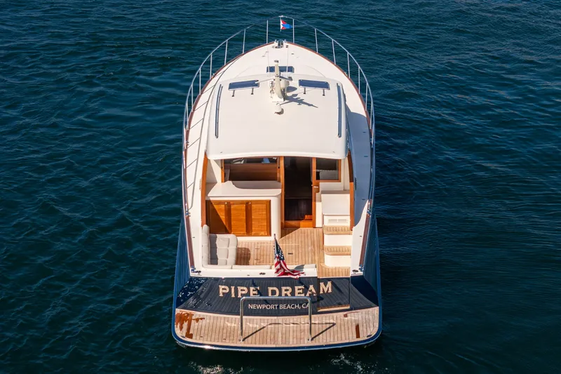 Slide: The Image of 2019 Palm Beach Motor Yachts Express on water, rear view, Newport Beach. - 36