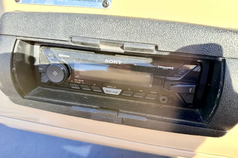 Slide: The Image of Sony stereo system on a 2000 Harris-Kayot Classic 220 O/B boat dashboard. - 65
