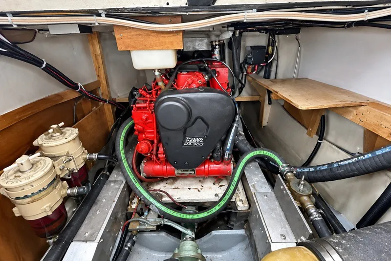 Slide: The Image of Engine room of a 1974 Grand Banks 32 Sedan with Volvo Penta engine. - 17