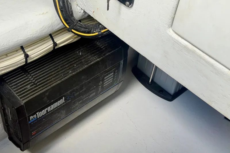 Slide: The Image of ProTournament 360 Elite charger in 2021 Conch 33 boat interior. - 32