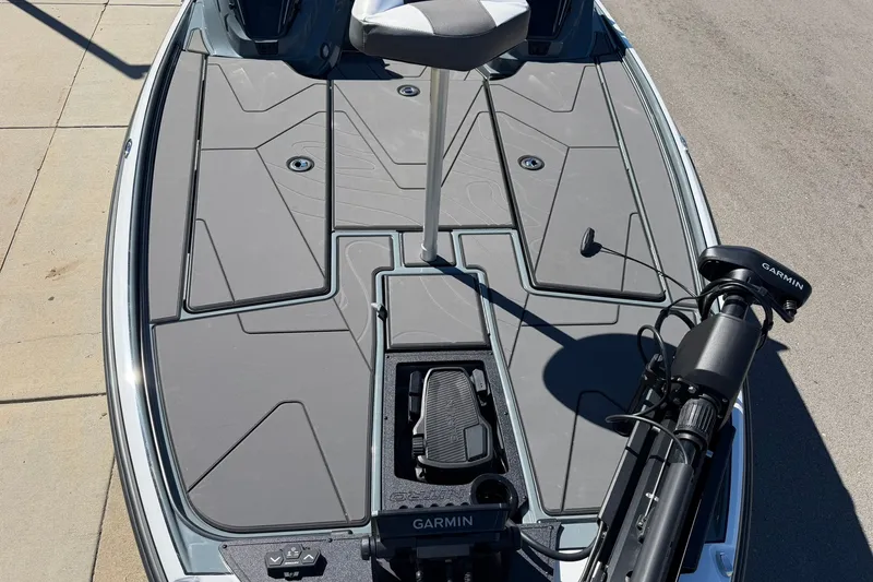 Slide: The Image of 2027 Nitro Z20 XL Pro boat deck with Garmin trolling motor and sleek design. - 14