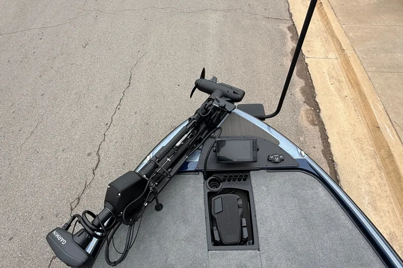 Slide: The Image of 2027 Nitro Z20 XL Pro boat with Garmin equipment on a paved road. - 6