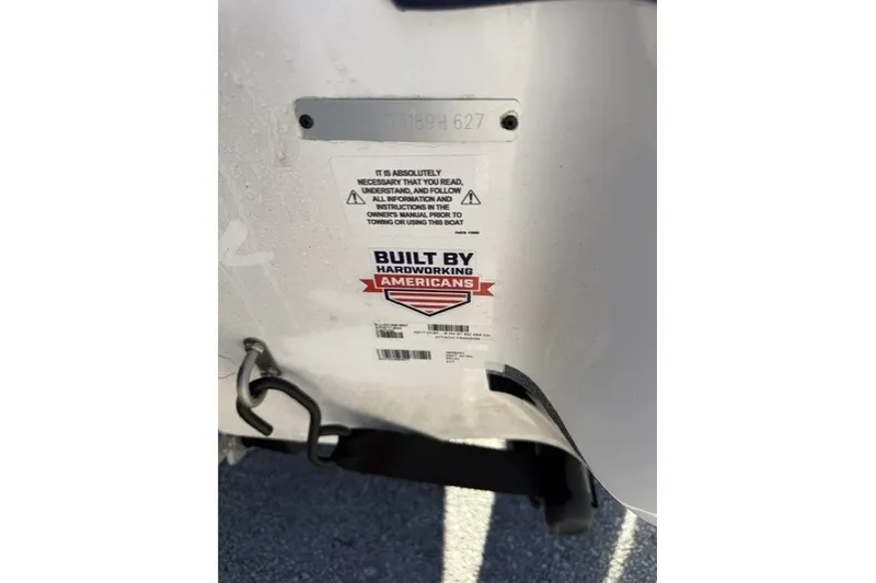 Slide: The Image of Sticker on Nitro Z17 2027 boat, emphasizing American craftsmanship and safety instructions. - 12