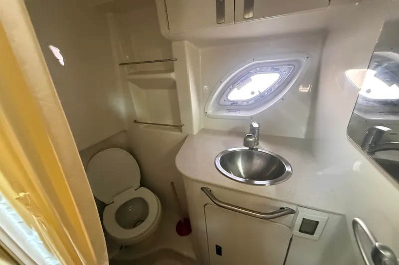 Slide: The Image of Bathroom interior of 2010 Sea Ray Sundancer 330 yacht with sink and toilet. - 20